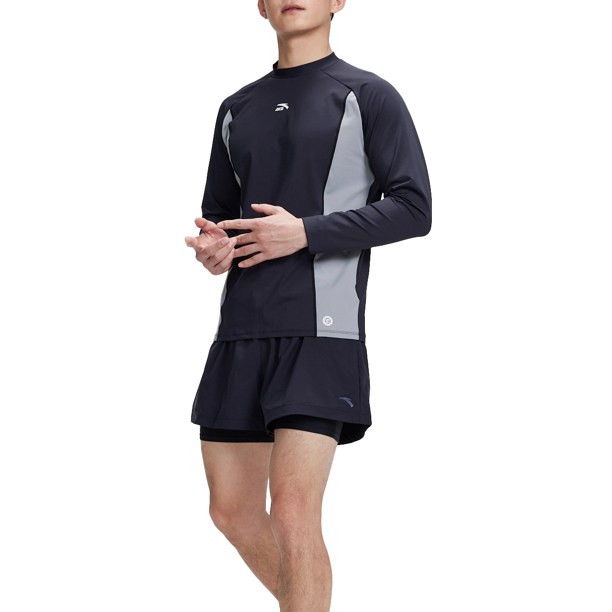 Anta Men’s Swimwear Men’s Black Long Sleeved[Sun Protection UPF50]