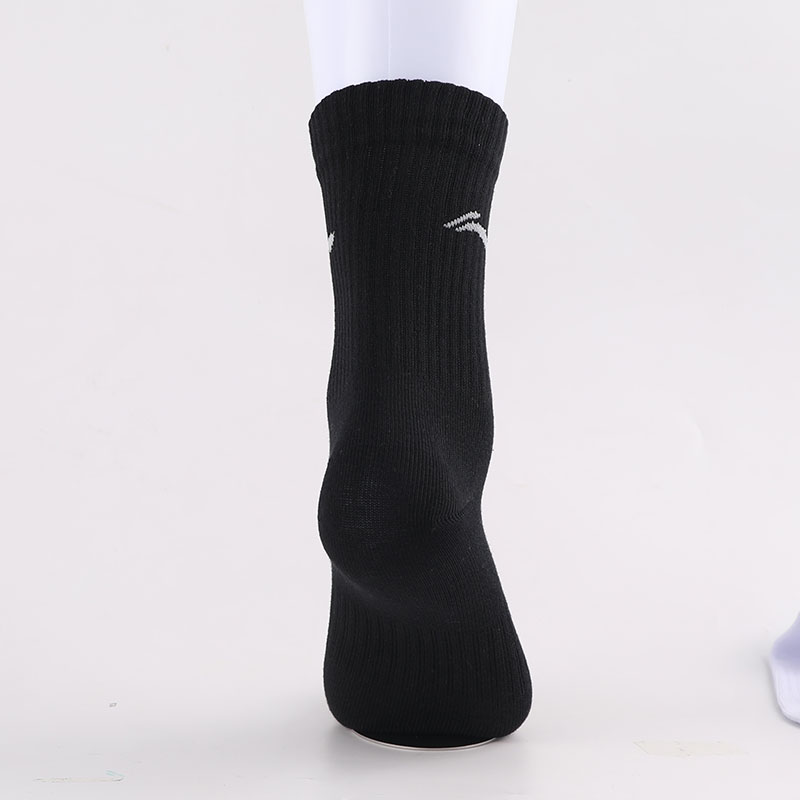 Li Ning Crew Socks Unisex Black White Gray