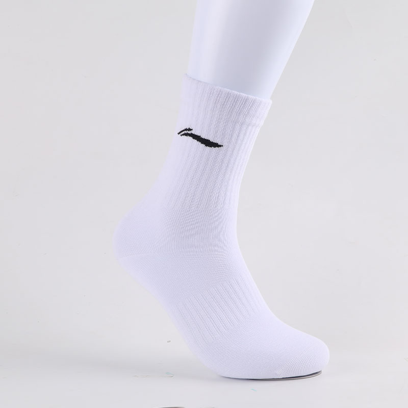 Li Ning Crew Socks Unisex Black White Gray
