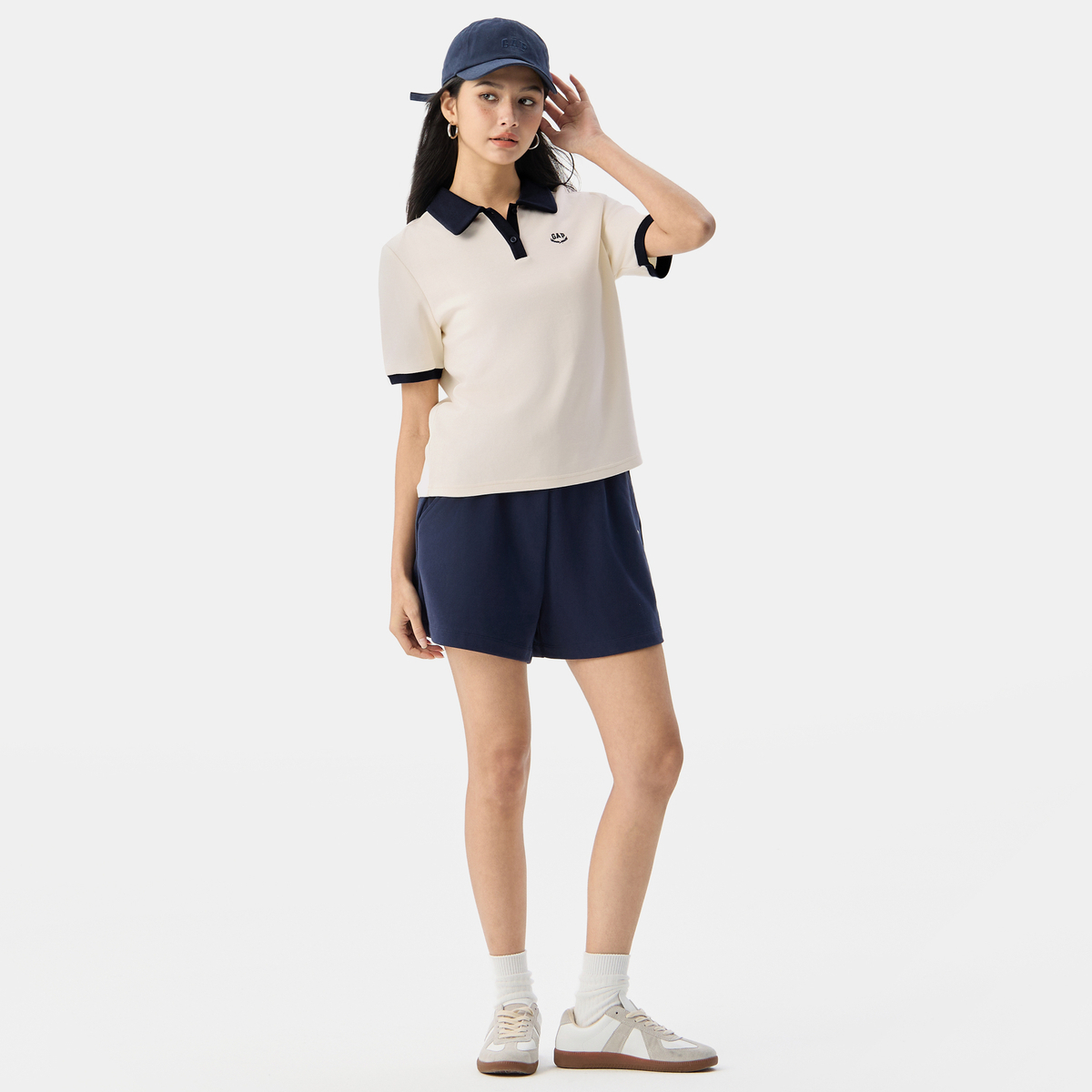 Женская футболка GAP logopoloPolo (синяя) — фото 18