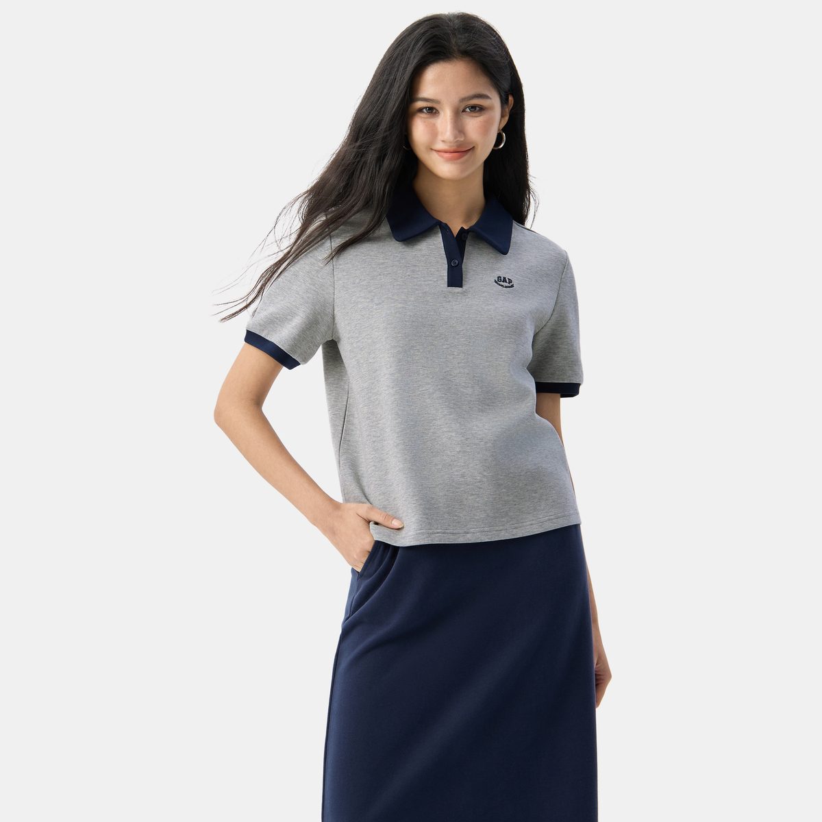 Женская футболка GAP logopoloPolo (синяя) — фото 3