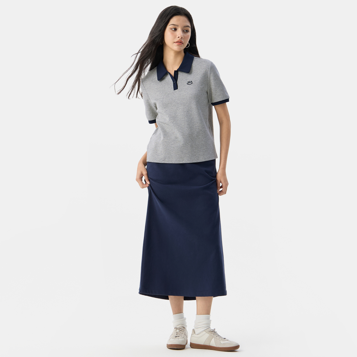 Женская футболка GAP logopoloPolo (синяя) — фото 4
