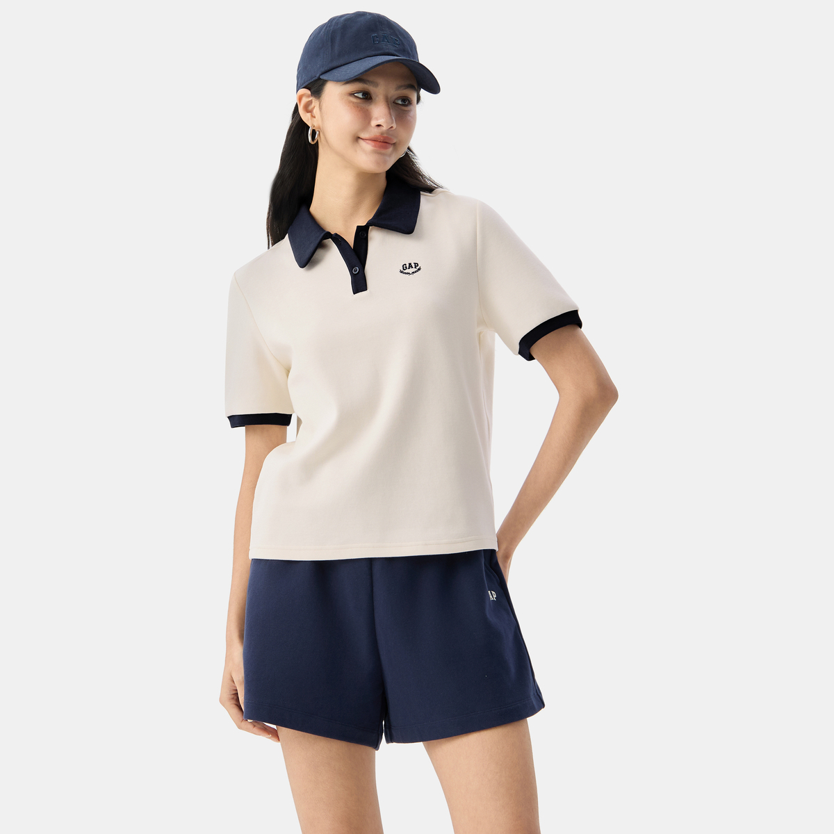Женская футболка GAP logopoloPolo (синяя) — фото 15