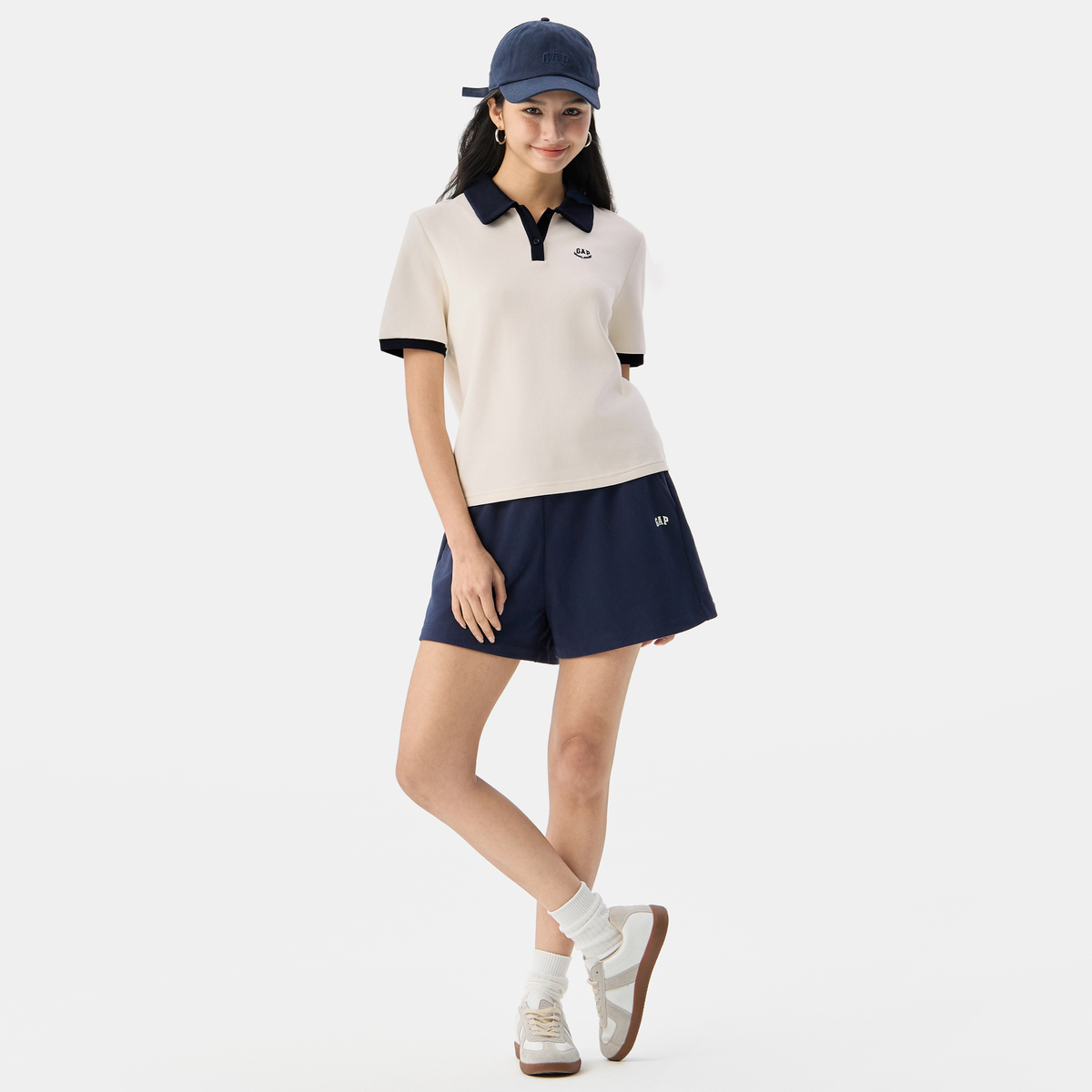 Женская футболка GAP logopoloPolo (синяя) — фото 16