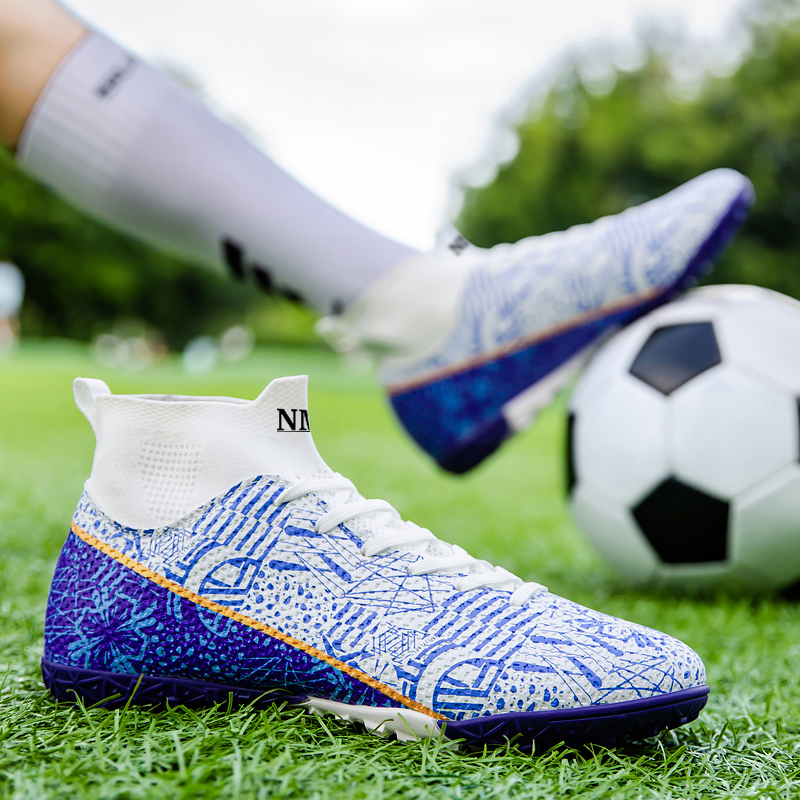 NMR FG Rubber Long Studs TT Rubber Broken Studs Synthetic Leather Slip Resistant Abrasion Resistant Soccer Shoes Unisex