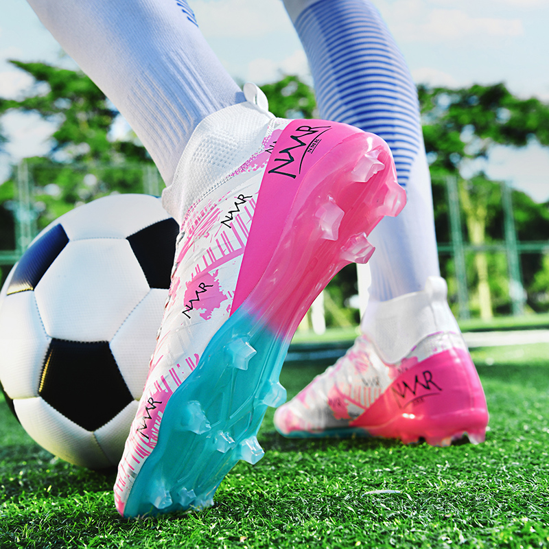 NMR Slip Resistant Waterproof Non Slip And Waterproof Soccer Shoes Unisex White Blue Pink