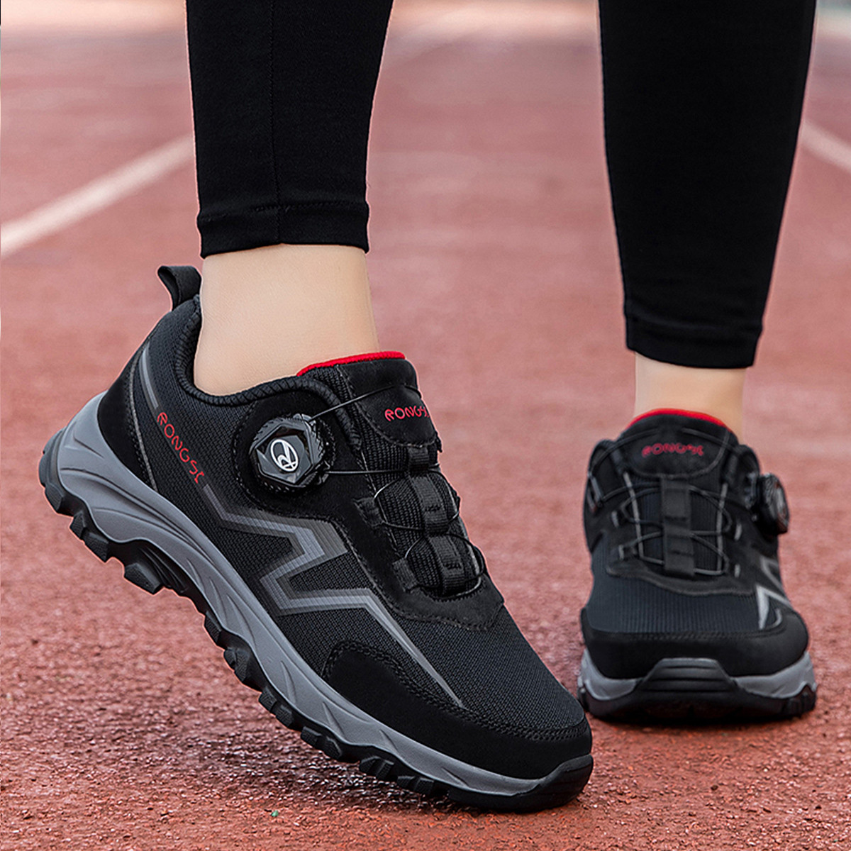 RONGSHI Textile, Synthetic Leather Slip Resistant Abrasion Resistant Elderly Life Casual Athletic Shoes Mom Shoes