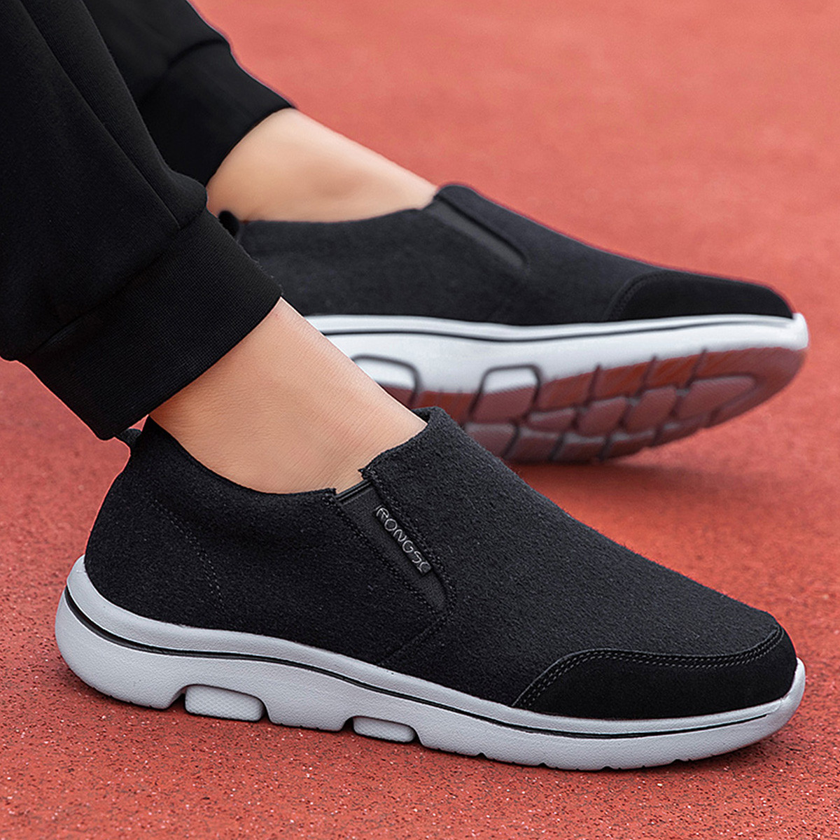 RONGSHI Blended Material Middle Aged And Elderly Walking Shoes Casual Shoes Slip on Men’s