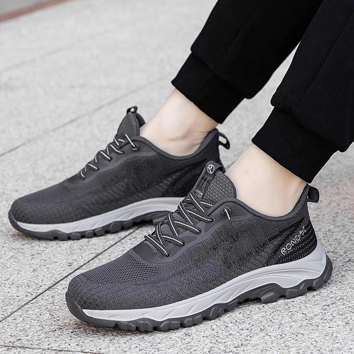 RONGSHI Fabric Cushioning Breathable Slip Resistant Soft Sole Casual Sports Running Shoes Unisex