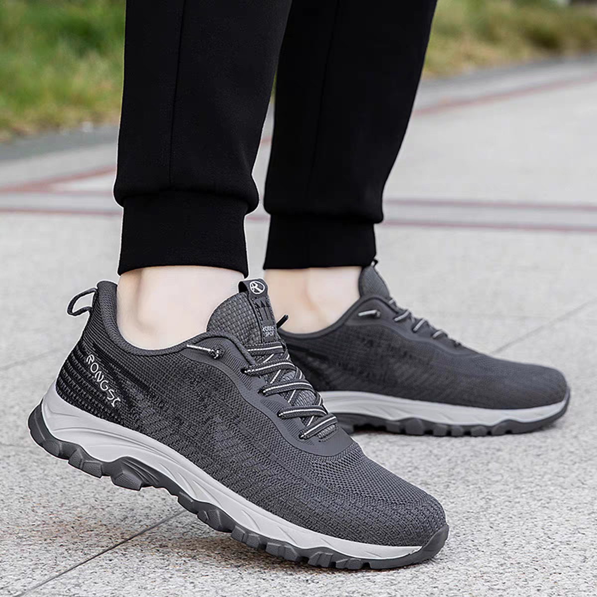 RONGSHI Fabric Cushioning Breathable Slip Resistant Soft Sole Casual Sports Running Shoes Unisex