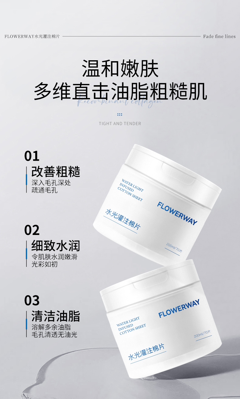 【香港直邮】 FLOWERWAY 冷静湿敷棉片面膜80片 积雪草+海葡萄精华 舒缓泛红 保湿补水 妆前水光肌 大容量囤货装