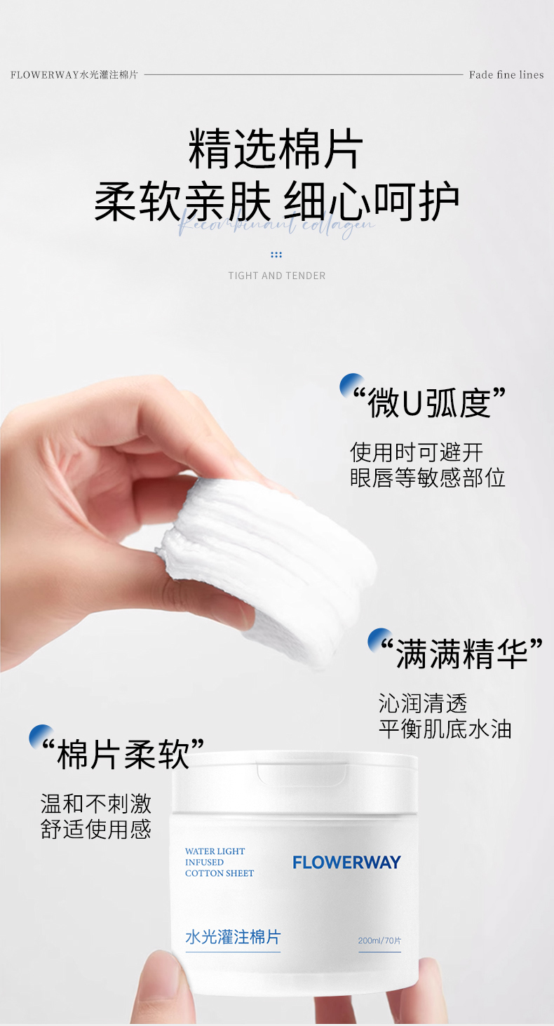 【香港直邮】 FLOWERWAY 冷静湿敷棉片面膜80片 积雪草+海葡萄精华 舒缓泛红 保湿补水 妆前水光肌 大容量囤货装