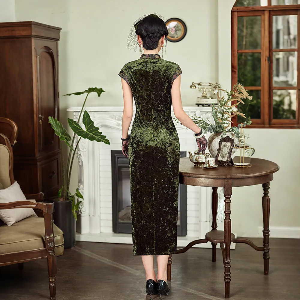 ENEESSI Spring And Summer Cheongsam Women's Silver Lake Blue Black Green