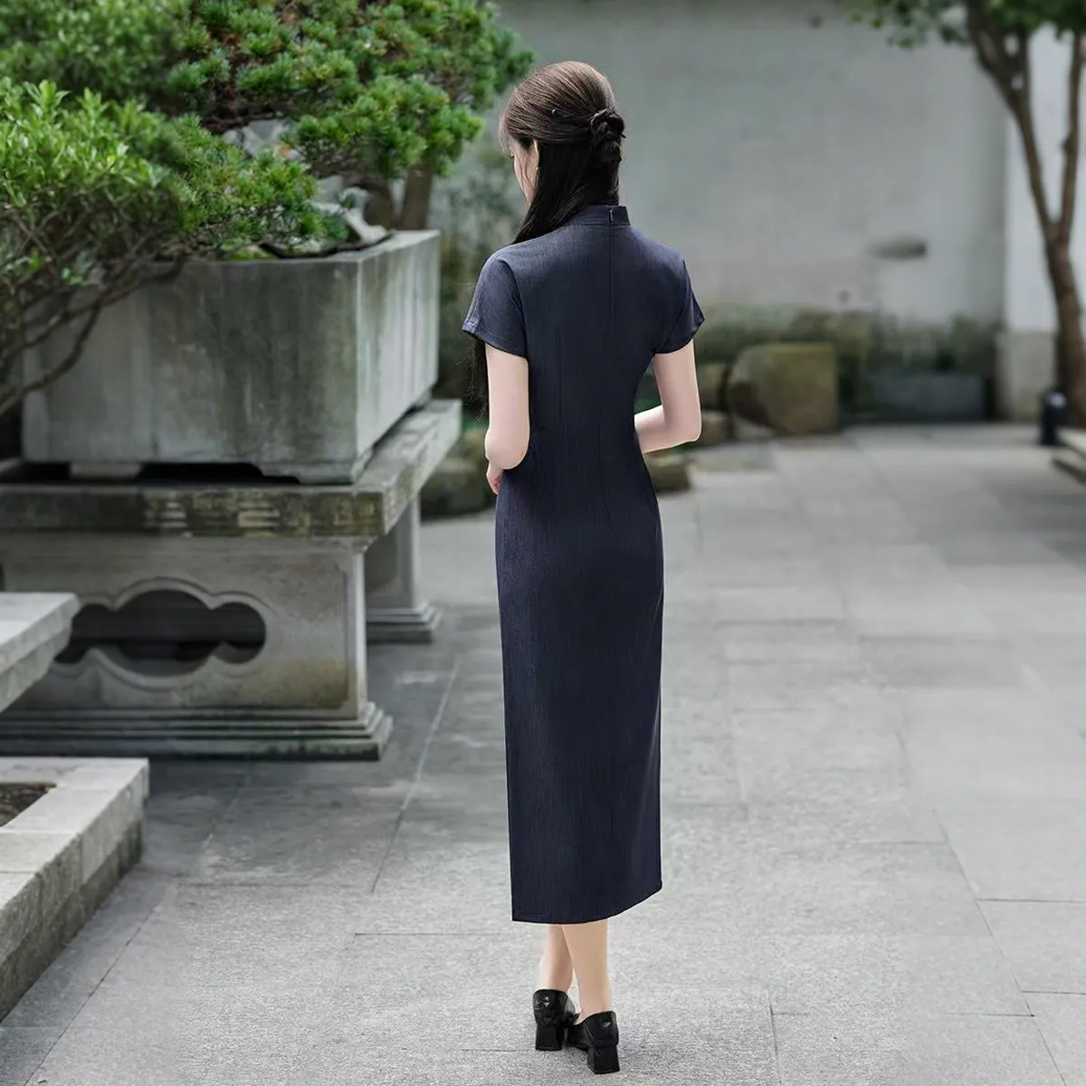 ENEESSI Spring Summer Release Cheongsam Women's Dark Blue, Gray