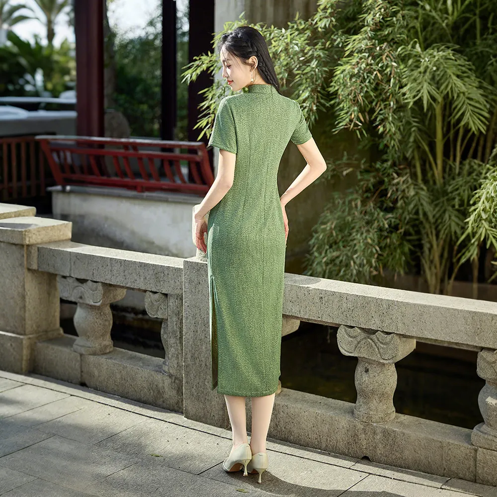 ENEESSI Spring And Summer Cheongsam Women's Leather Pink Dark Purple Olive Green