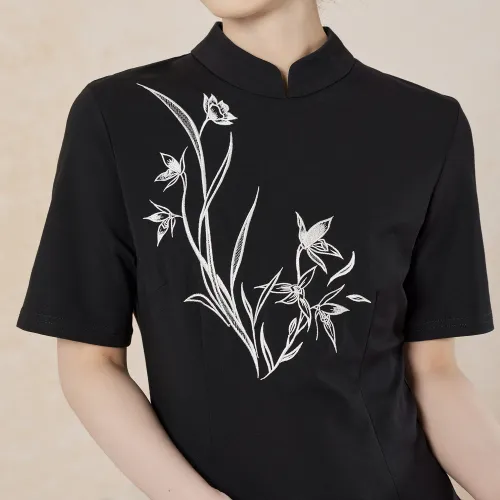 XINGHEHANGE Black Женские Короткие Платья с Рукавами