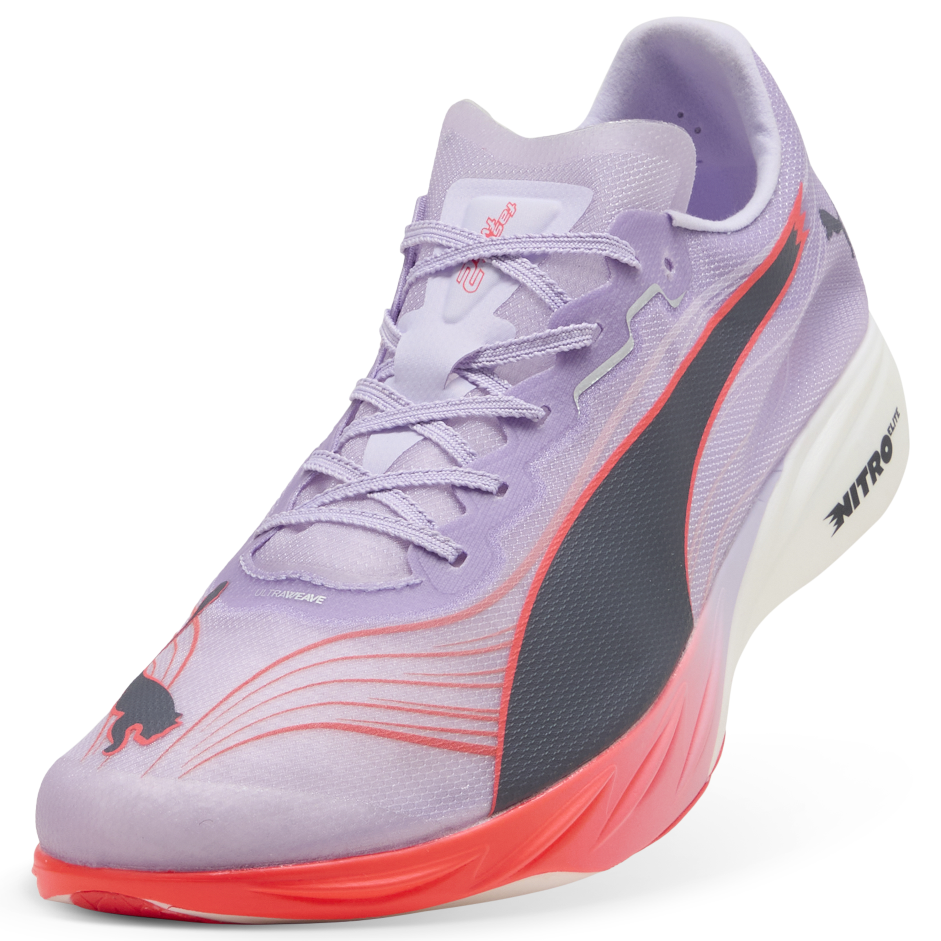 Кроссовки PUMA FAST-FWD Nitro Elite 2 (белые) — Светло-фиолетовый / чёрный / красный — фото 5