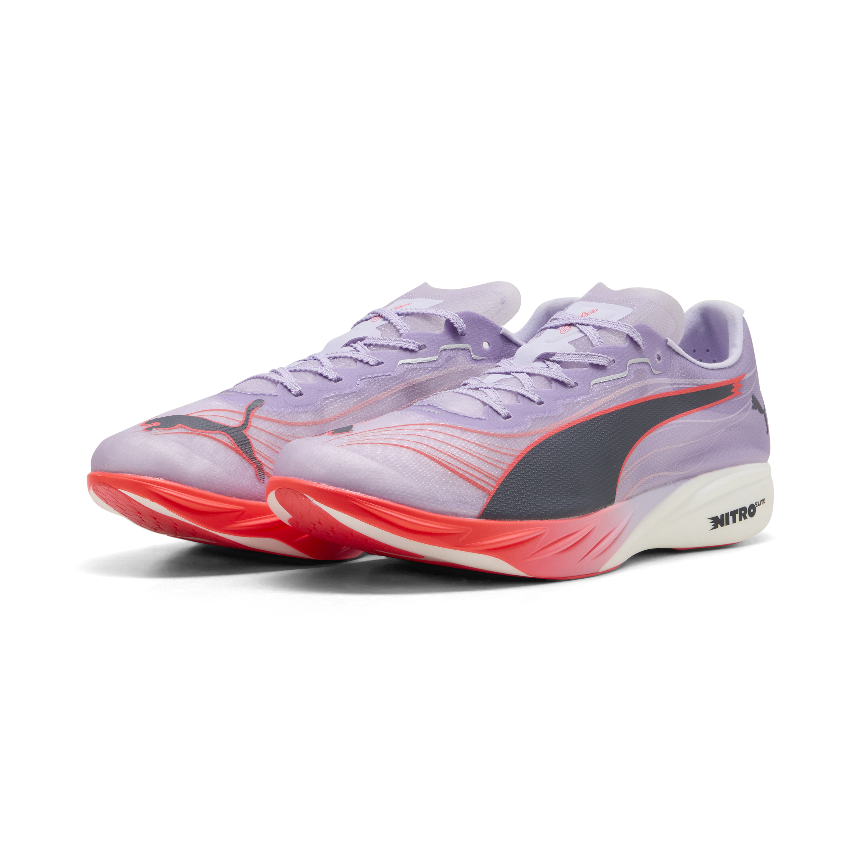 Кроссовки PUMA FAST-FWD Nitro Elite 2 (белые) — Светло-фиолетовый / чёрный / красный — фото 4
