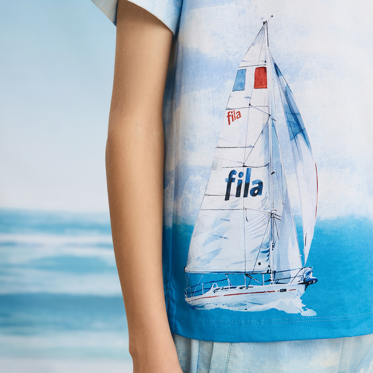 Мужская футболка Fila Kids (бежевый) — фото 8