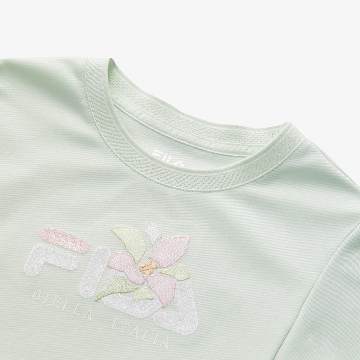 Женская футболка Fila KIDSTWHITE LINE (мятная) — фото 2