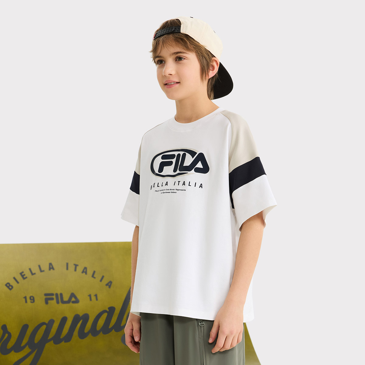 Мужская футболка Fila KIDS (белая) — фото 5