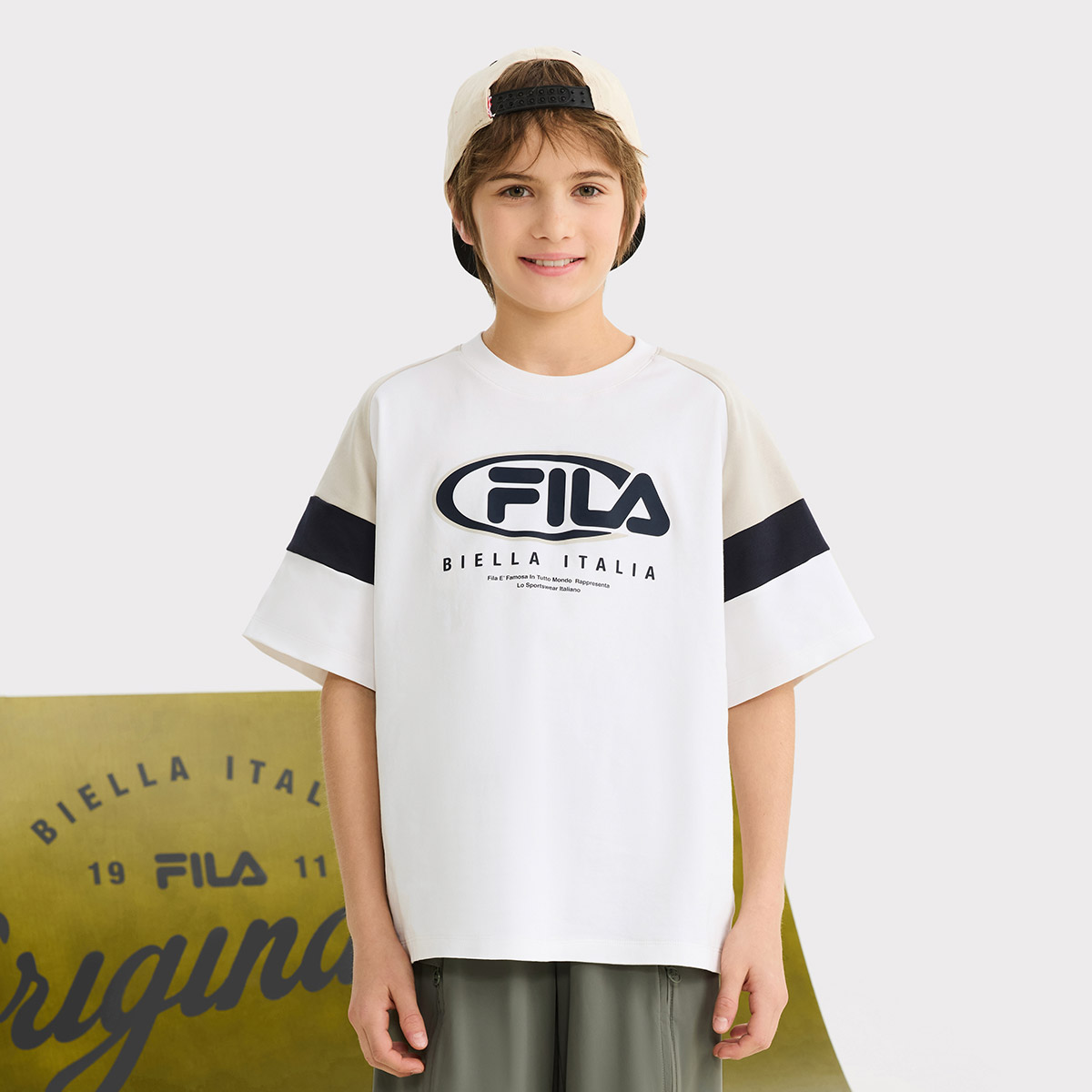 Мужская футболка Fila KIDS (белая) — фото 8