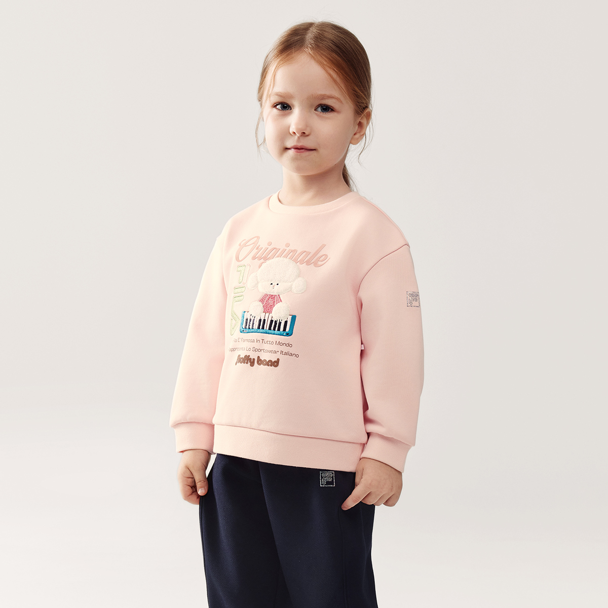 Детское худи FILA KIDS CROSS OVER seungyoun kim logo (розовое) — фото 3