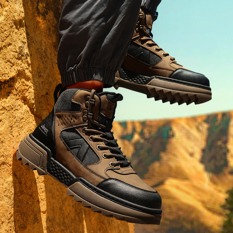 Jeep Cow Split Leather High top Mountaineering Shoes Men’s