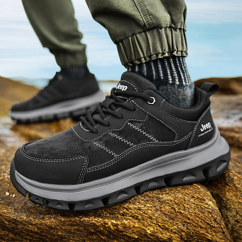 Jeep Cow Split Leather Low top Hiking Shoes Unisex