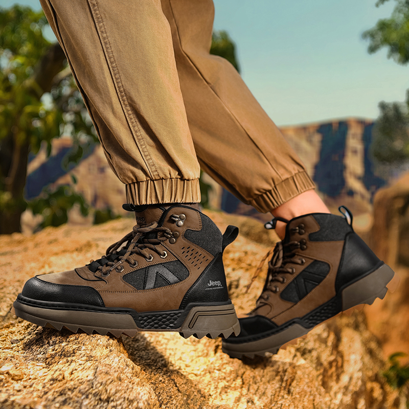 Jeep Cow Split Leather High top Mountaineering Shoes Men’s