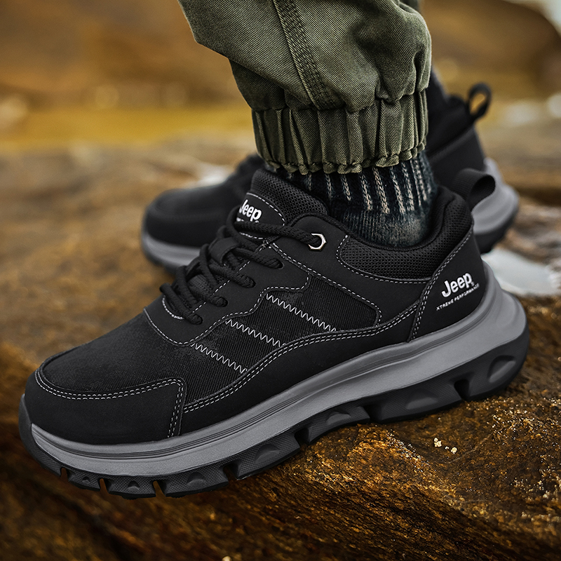 Jeep Cow Split Leather Low top Hiking Shoes Unisex