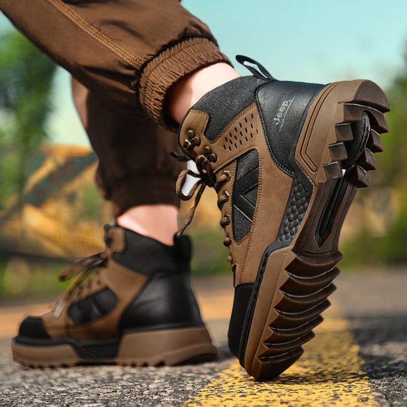 Jeep Cow Split Leather High top Mountaineering Shoes Men’s