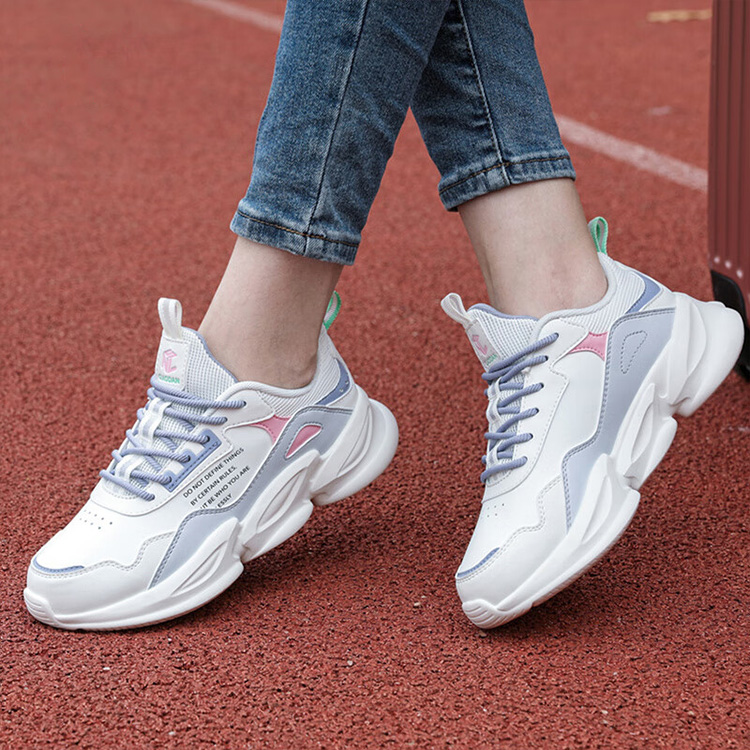 QIAODAN Slip Resistant Abrasion Resistant Low top Casual Running Shoes Women’s White Silver