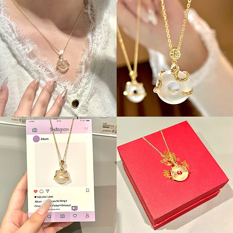 Lao Feng Xiang Chalcedony Necklaces Women's