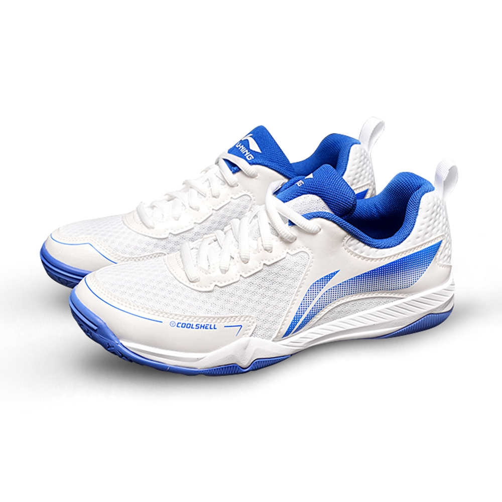 Li Ning Cushioning Support Breathable Slip Resistant Low top Training Shoes Unisex White Blue