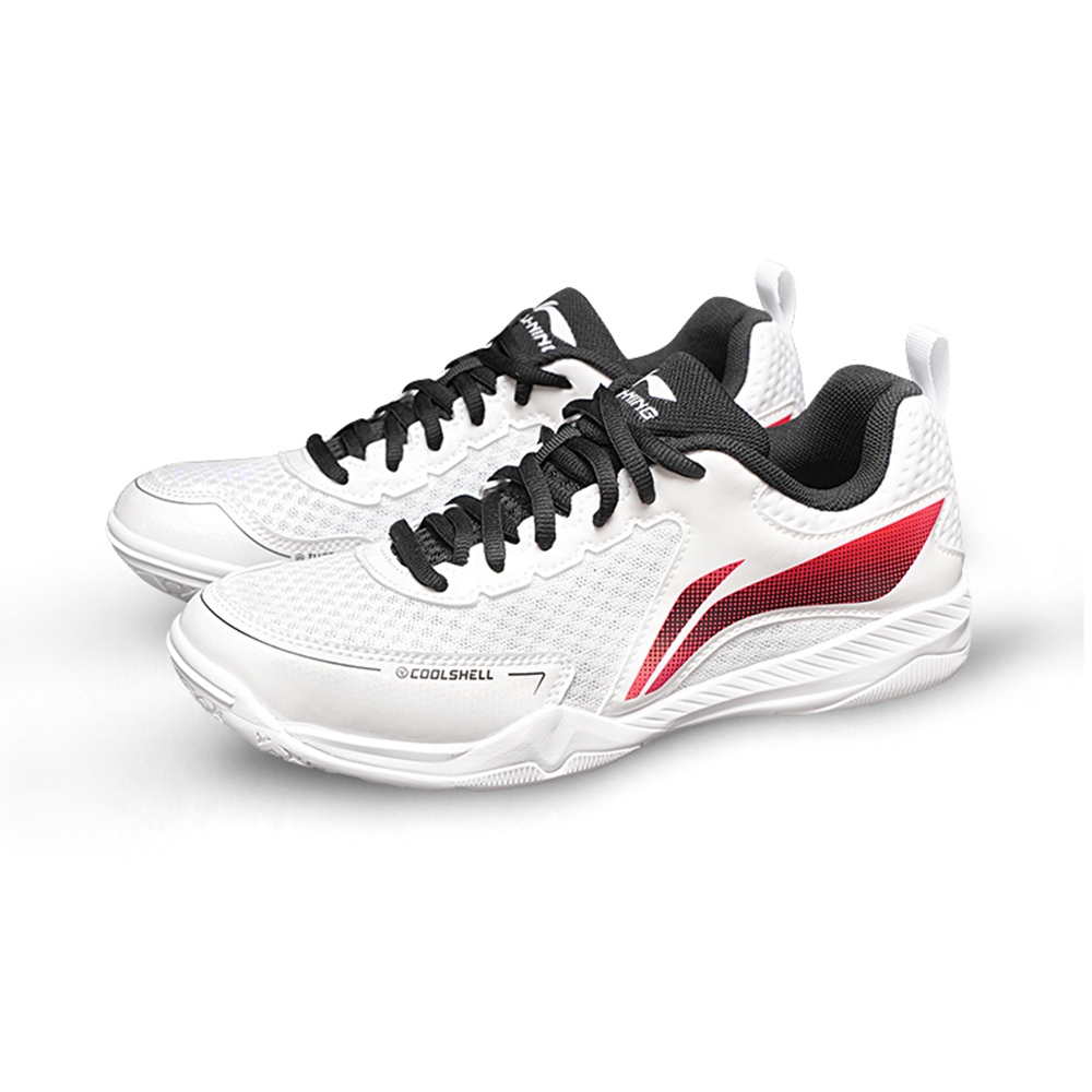 Li Ning Cushioning Abrasion Resistant Slip Resistant Low top Table Tennis Training Shoes Unisex White Red