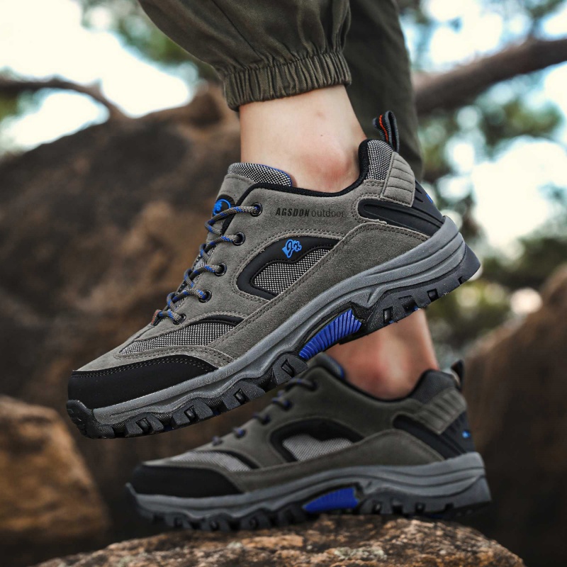 AGSDON Mesh Outdoor Sports Fabric Slip Resistant And Breathable Low top Hiking Shoes Men’s Gray
