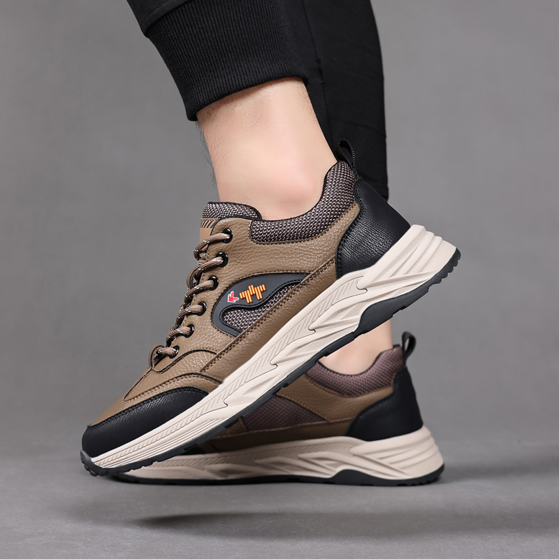 ZANSITE Top Grain Cow Leather Abrasion Resistant Low top Running Shoes Men’s