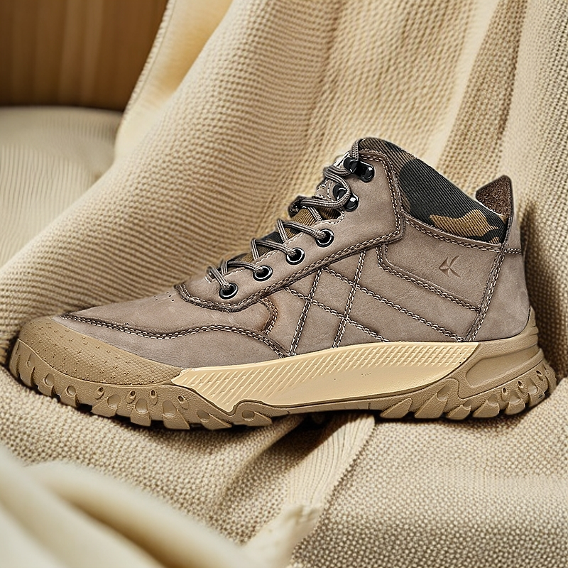 ZANSITE Top Grain Cow Leather Slip Resistant Slip Resistant Mid top Mountaineering Shoes Men’s