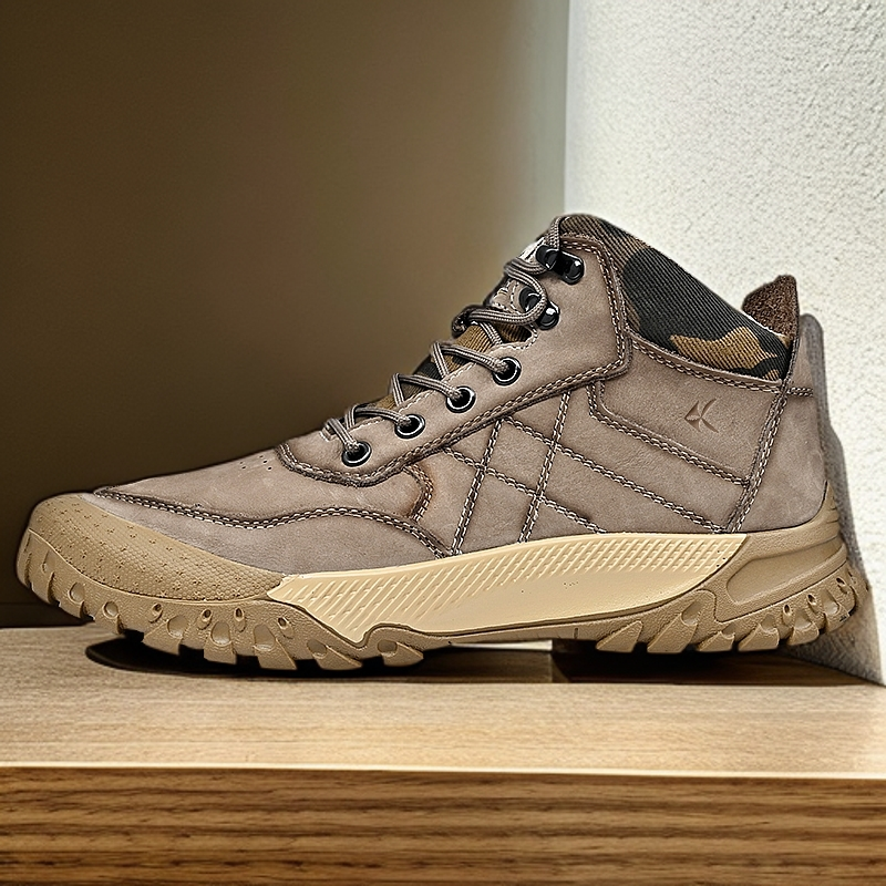 ZANSITE Top Grain Cow Leather Slip Resistant Slip Resistant Mid top Mountaineering Shoes Men’s