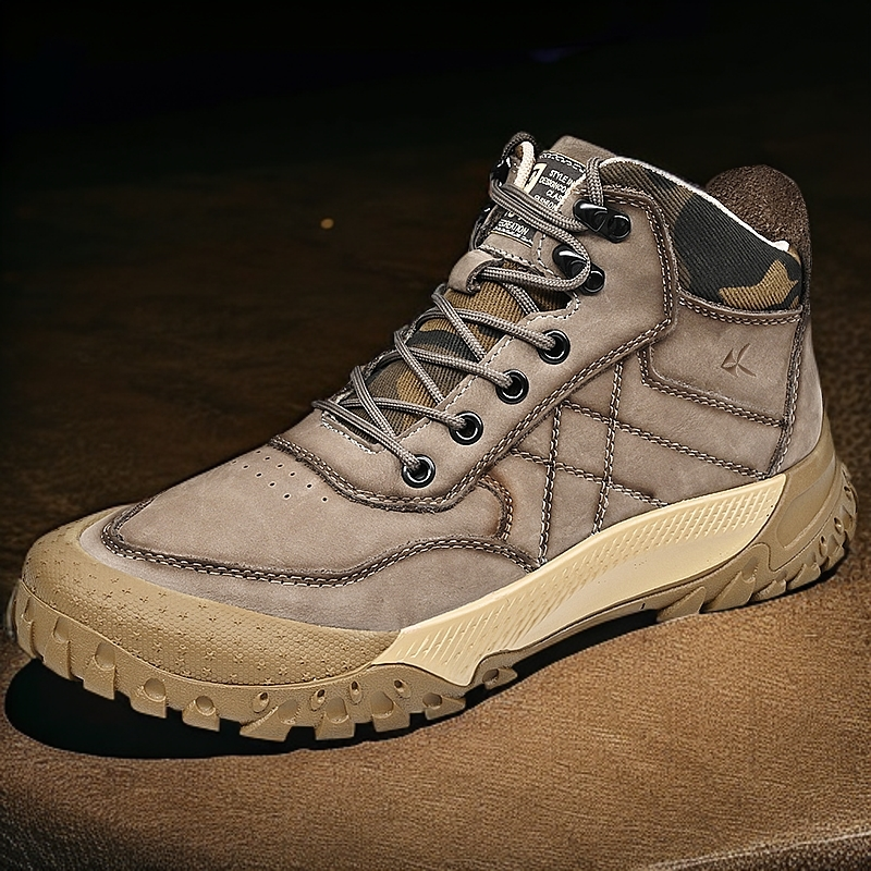 ZANSITE Top Grain Cow Leather Slip Resistant Slip Resistant Mid top Mountaineering Shoes Men’s