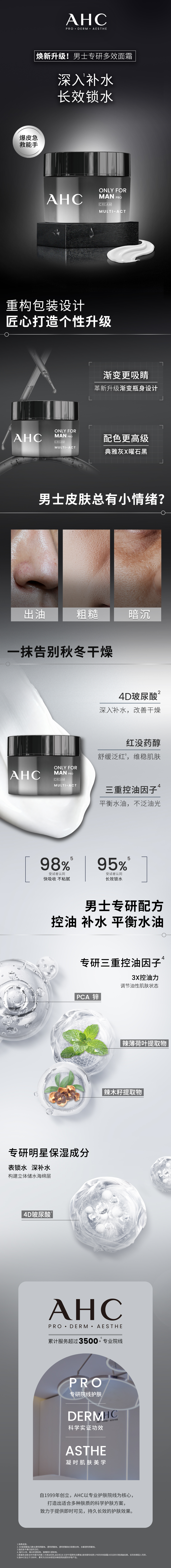 【香港直郵】 韓國 AHC 男士專研多效乳霜30g 舒緩保濕控油 清爽不黏膩 油皮乾皮中性皮適用