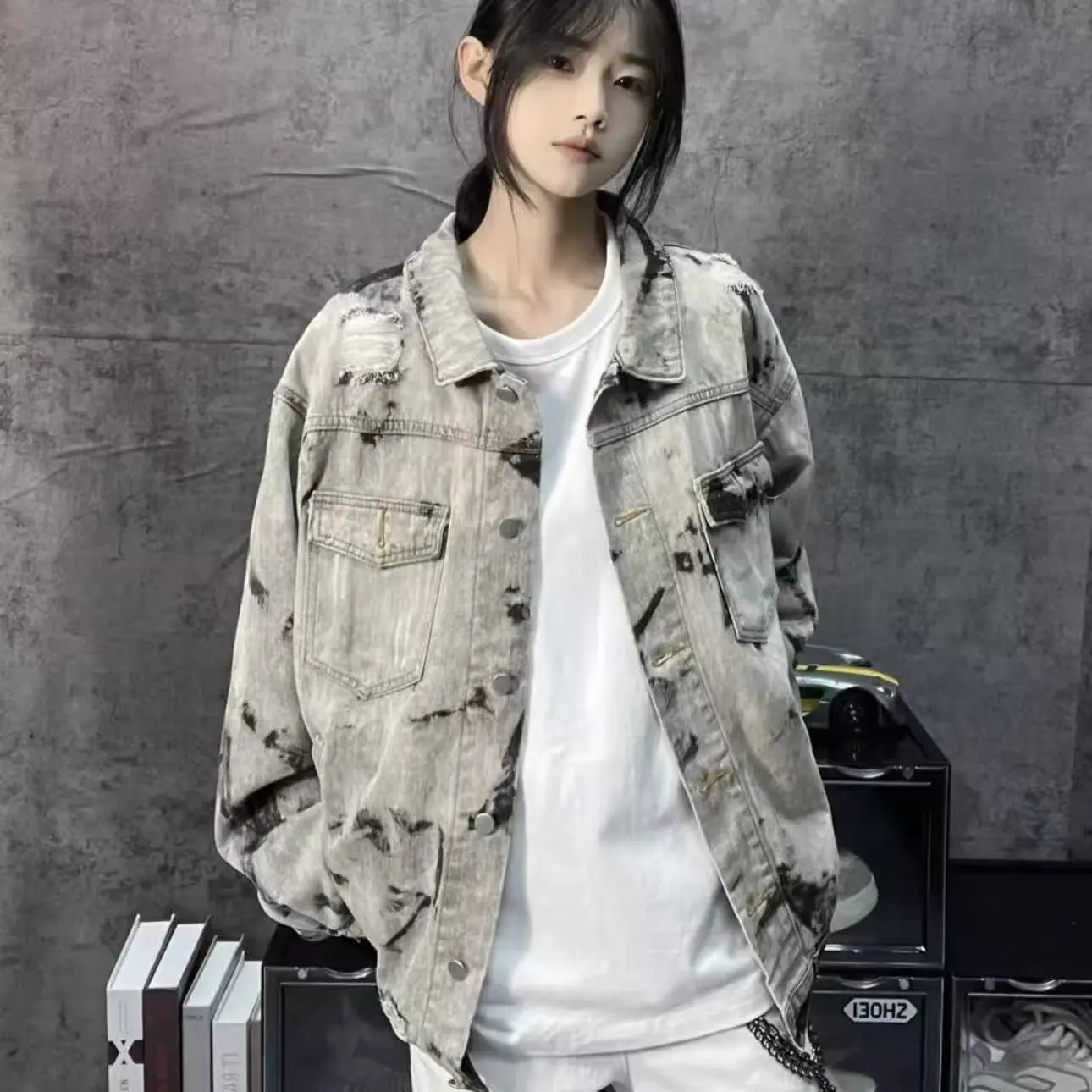 SAGP Tie Dye Цвет Унисекс Джинсовые куртки