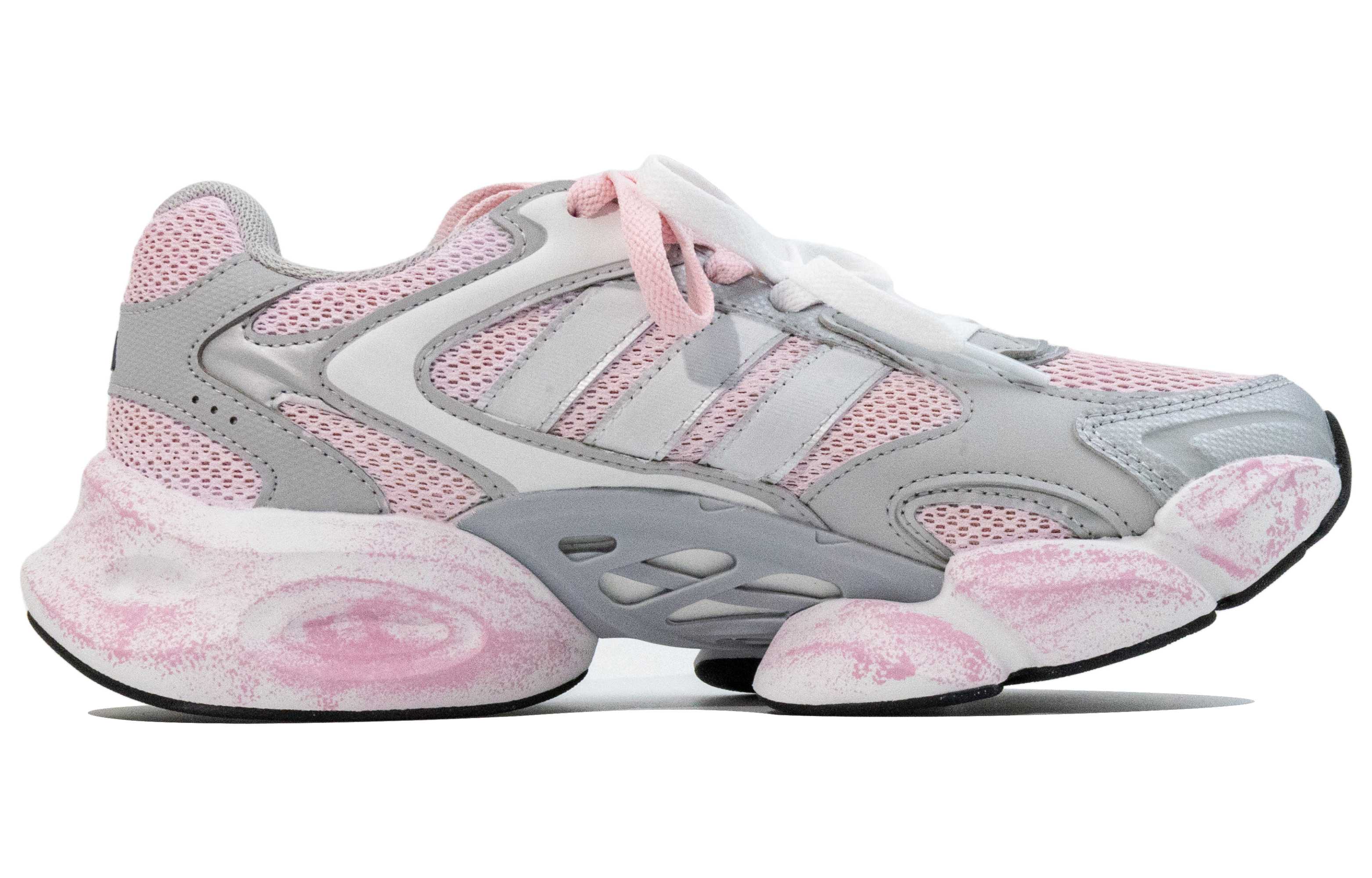 Adidas MEGASTRIDE Abrasion Resistant Low top Running Shoes Unisex Gray Pink