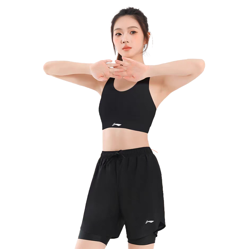 Li Ning Sports Shorts Women’s Classic Black Women’s Fit Thin Mock Two Piece