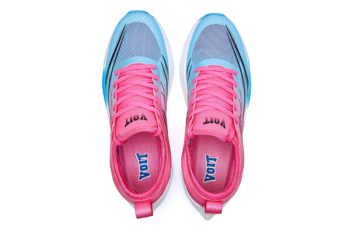 VOIT Cushioning Slip Resistant Low top Carbon Plate Marathon Running Shoes Unisex Blue Rose Red