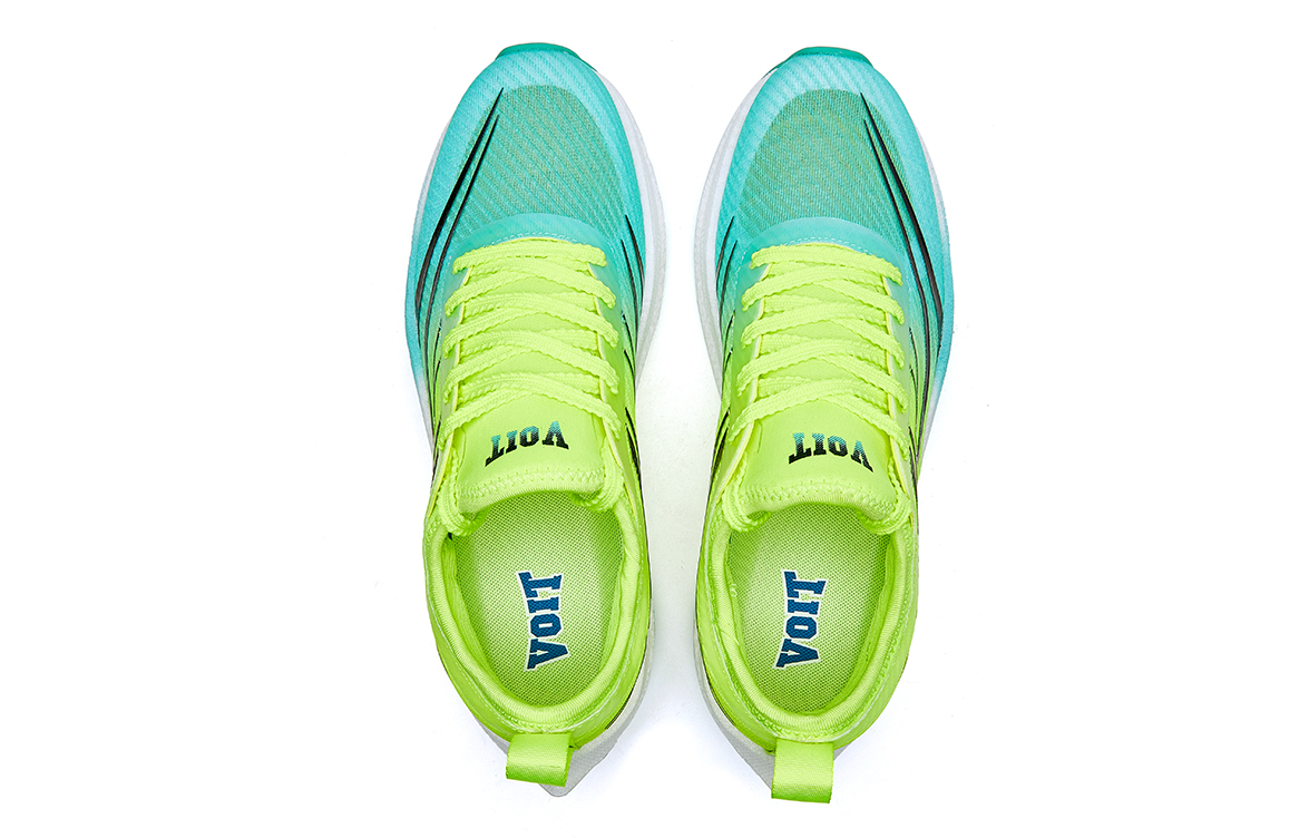 VOIT Cushioning Height Increasing Slip Resistant Low top Carbon Plate Marathon Running Shoes Unisex Green Neon Green