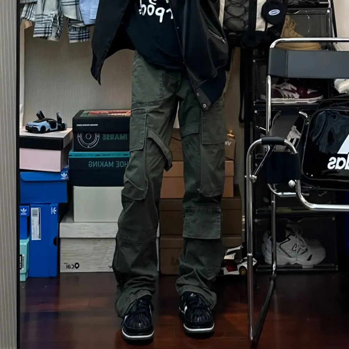 XUBAIHUO Армия Зеленый Унисекс Карго Брюки