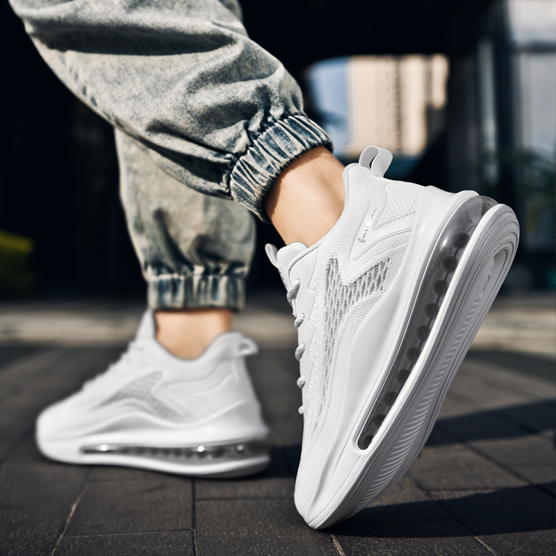 RUIKE Abrasion Resistant Lightweight Height Increasing Low top Casual Running Shoes Men’s White