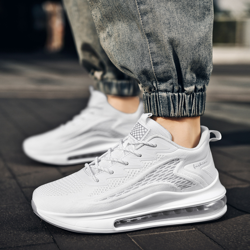 RUIKE Abrasion Resistant Lightweight Height Increasing Low top Casual Running Shoes Men’s White